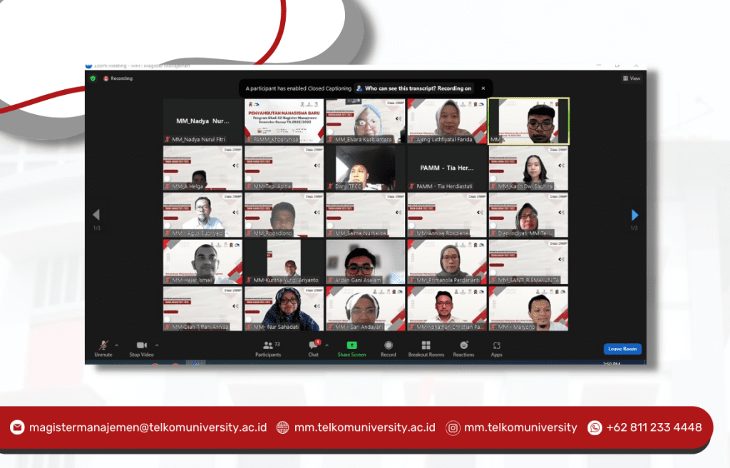 Penyambutan Mahasiswa Baru Magister Manajemen Telkom University Semester Genap TA 2022/2023